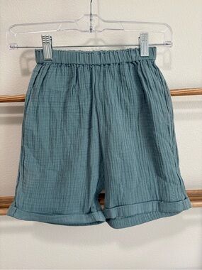 Pastels Clothing Kids Muslin Shorts in Teal Green
